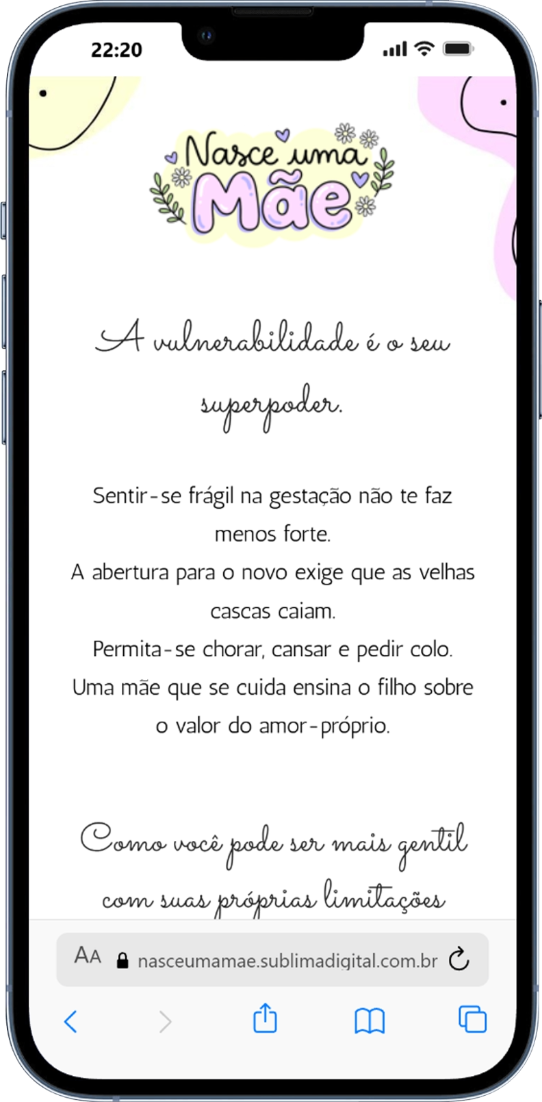 Página de destino do Nasce Uma Mãe